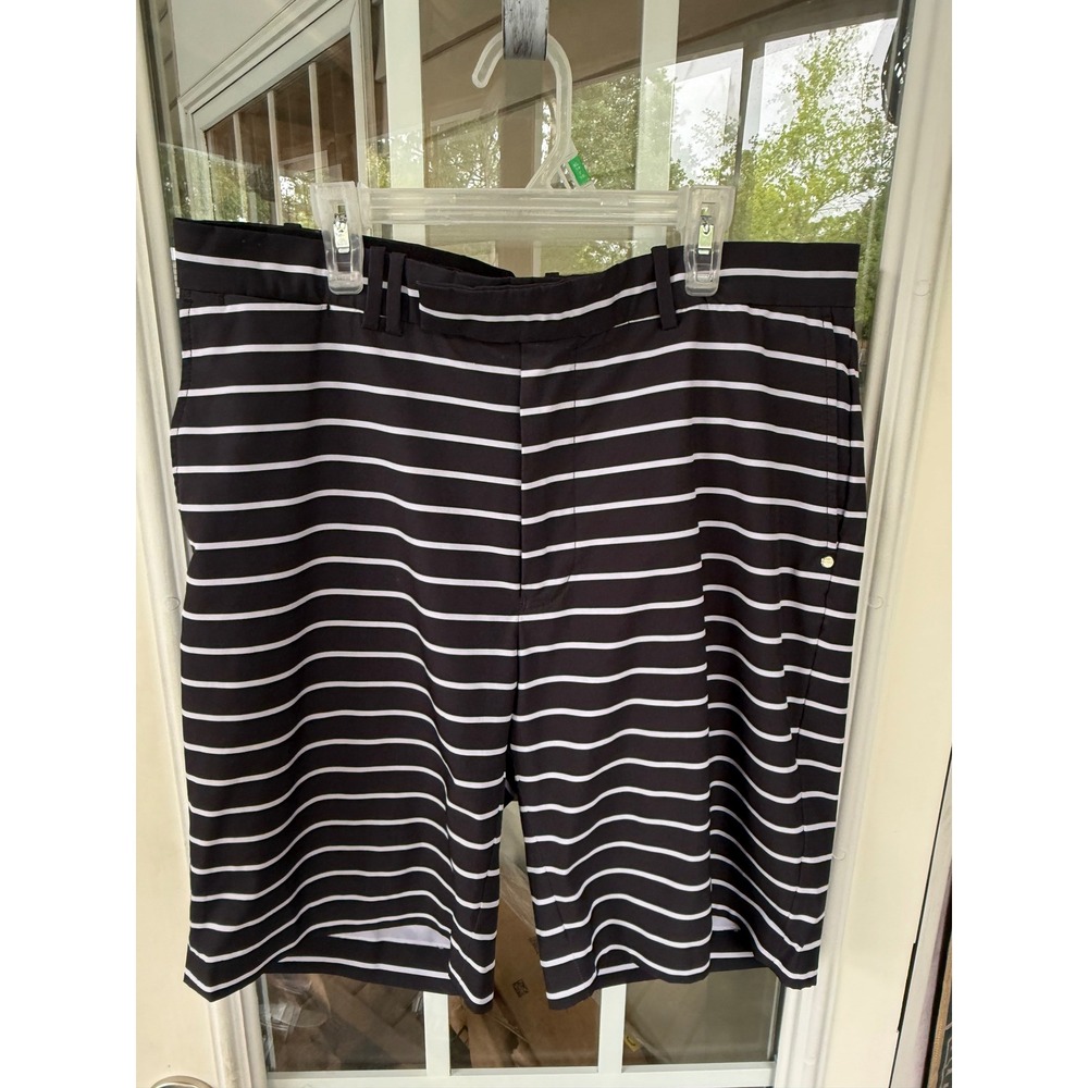 RLX Ralph Lauren Mens Golf Shorts black White Striped Performance Size 35